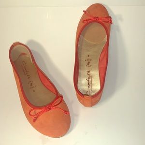 **SOLD** Contesa Sz 6 37 Orange Suede Leather Ballet Flats